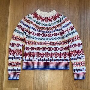 J. Crew Hand Knit Multicolor Nordic Pattern Sweater